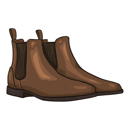 Vector Brown Suede Shoes. Cartoon Classic Chelsea Boots.のイラスト素材