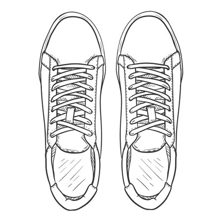 Vector Sketch Sneakers. Smart Casual Shoes Illustration. Top View.のイラスト素材