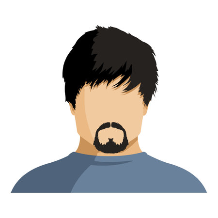 Vector Flat Man Avatar. No Face with Black Hair and Goatee Beardのイラスト素材