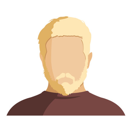 Vector Flat Man Avatar. No Face with Blonde Hair and Beardのイラスト素材