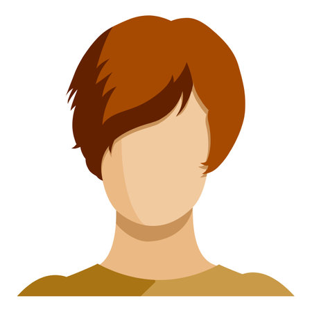 Vector Flat Female Avatar. No Face Woman Userpic with Short Red Hairのイラスト素材
