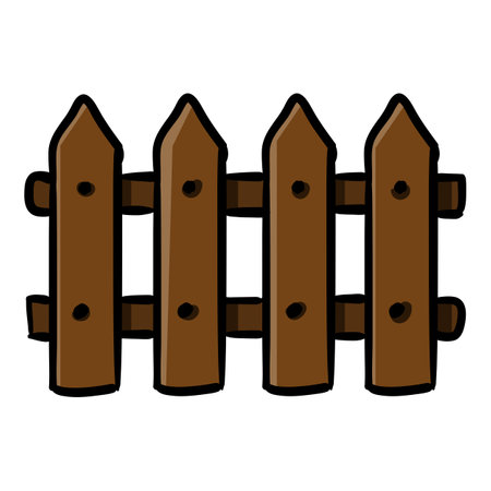 Wooden Fence Doodle Icon. Single Cartoon Color Illustrationのイラスト素材