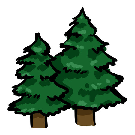 Single Pine Tree Doodle Iconのイラスト素材