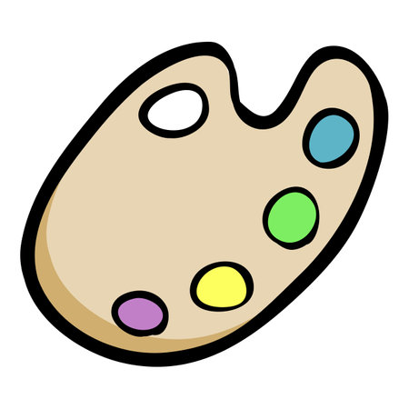 Artistic Palette with Paints - Vector Doodle Iconのイラスト素材
