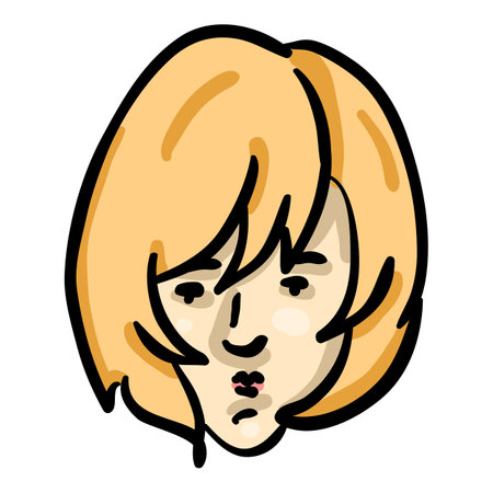 Single Woman Face Doodle Iconのイラスト素材
