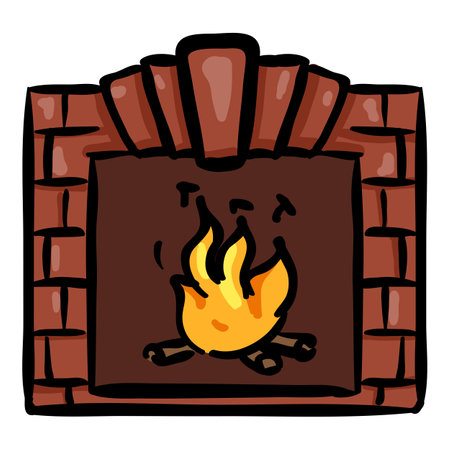 Fireplace - Hand Drawn Doodle Iconのイラスト素材