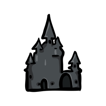 Dark Castle - Single Halloween Doodle Iconのイラスト素材