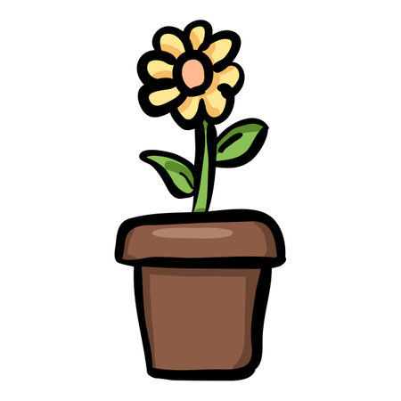 Flower in pot Hand Drawn Doodle Iconのイラスト素材
