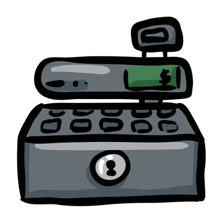 Cash Register Hand Drawn Doodle Iconのイラスト素材