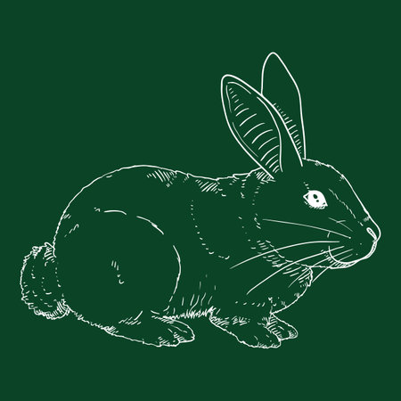 Vector Chalk Sketch Rabbit. Bunny Hand Drawn Illustrationのイラスト素材
