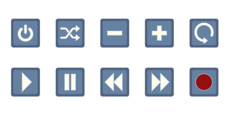 Vector Set of Audio Player Color Buttons. Flat Design Interface