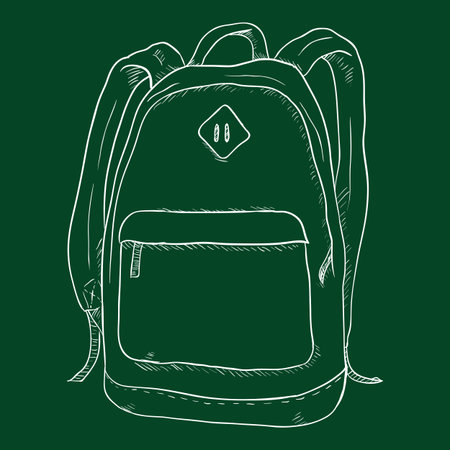 Vector Chalk Sketch Casual Backpack Illustrationのイラスト素材