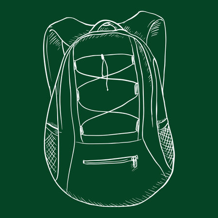 Vector Chalk Sketch Sport Style Backpack Illustrationのイラスト素材