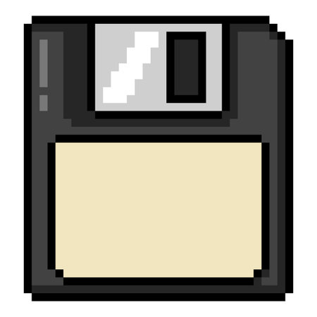 Vector Pixel Art Icon - Floppy Disk. Save Buttonのイラスト素材