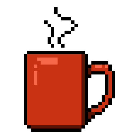Vector Pixel Art Icon - Red Cup of Teaのイラスト素材