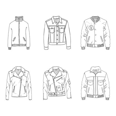 Vector Set of Sketch Jackets Illustrationsのイラスト素材