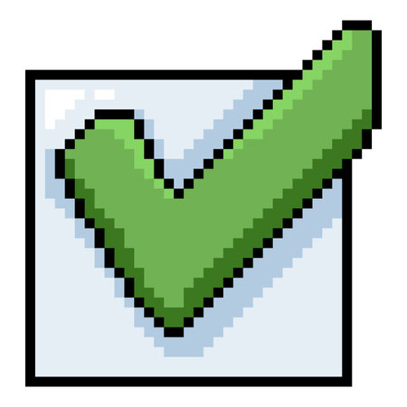 Vector Pixel Art Icon - Green Check Approving Signのイラスト素材