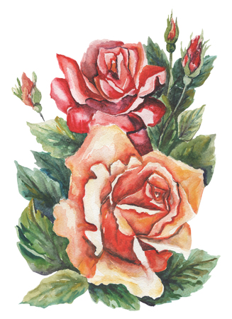 Watercolor pattern with bouquets on a white background.の写真素材