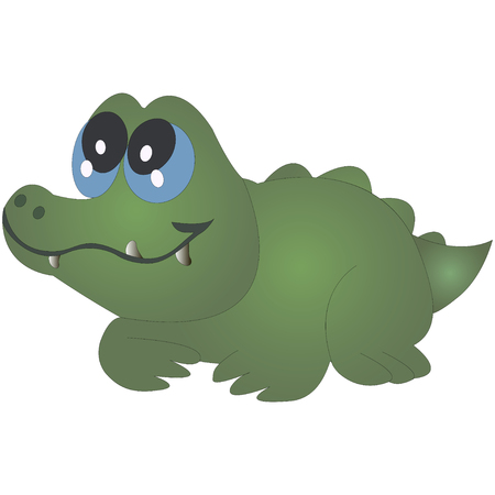 Little funny crocodile, cartoon vector illustration isolated on white background.のイラスト素材