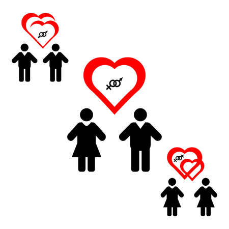 Same-sex couples flat icon. Sign same sex couples. Gay marriage, lesbian marriage.のイラスト素材