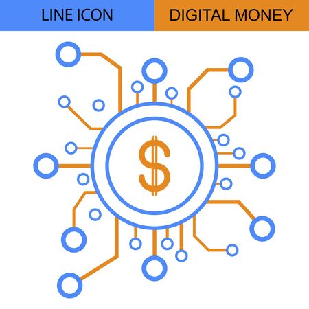 Digital Money Line vector iconのイラスト素材