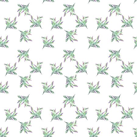 Watercolor pattern of flowers and leaves seamless design on white backgroundの写真素材