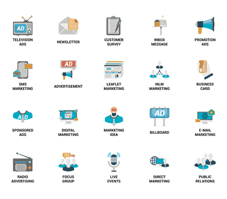 Vector set of marketing and advertising spot flat web icons.のイラスト素材