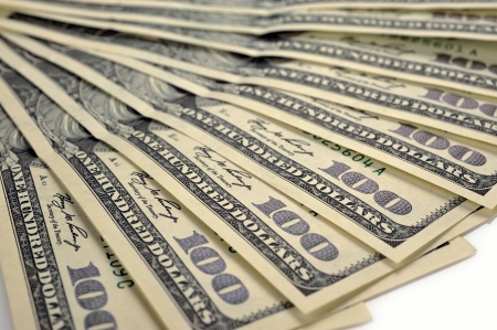  heap of dollars, money background on a whiteの写真素材