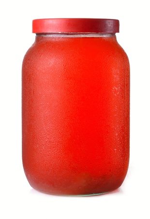 fruit and berry compote in a bottleの写真素材