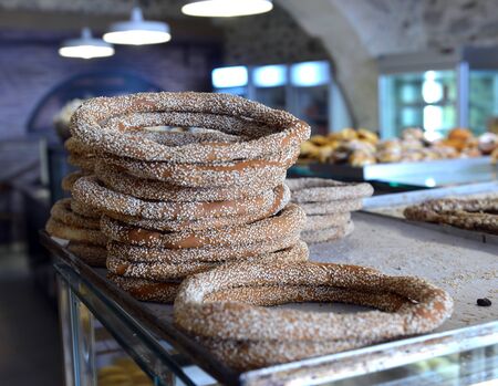 showcase of bread in the store