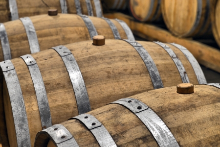 Casks in wine cellar