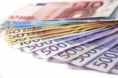 500, 100, 50, 20, 10 Euro money banknotes