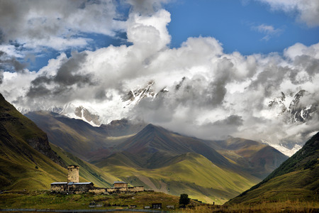 Svaneti tower in the village of Ushguli