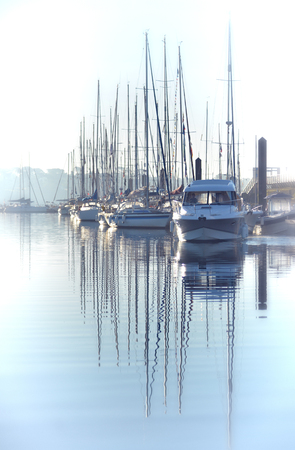 beauty Harbor Yacht Club with glazed clear sea. morningの写真素材
