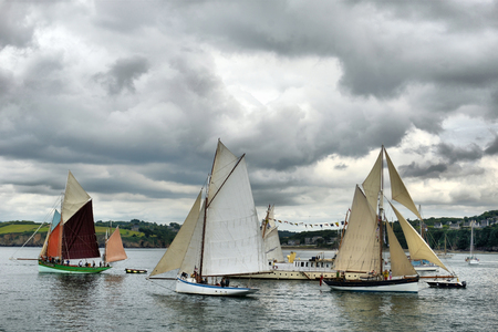 France, Duarnenez, 21, July, 2016, sailboats in the bay at the festival of sailing, France, Duarnenez, 21, July, 2016のeditorial素材