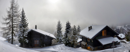 Winter Alpine landscape in the countrysideの写真素材