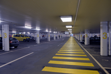 panorama of underground parking in one of the European capitalsの写真素材