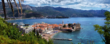 Panoramic view of the Budva Riviera from the observation deck of the fortress of the Old Town. Budva. Montenegroのeditorial素材