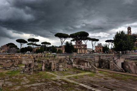 Italy, Rome, may 20, 2016 It is one of the top tourist attractions of Rome. Ruins of the ancient Rome city in summer. Scenic view of the famous Roman Forum in the Rome center. Italy, Rome, may 20, 2016のeditorial素材