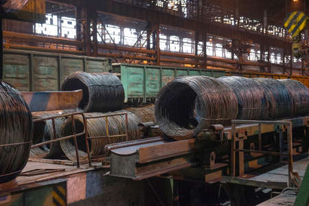 Wire rod, fittings in the production. industrial storehouse at the metallurgical.の写真素材