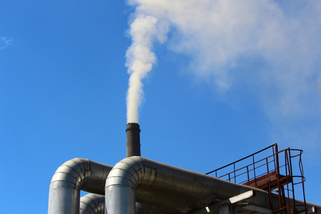 Emissions from pipes and heating mainの写真素材