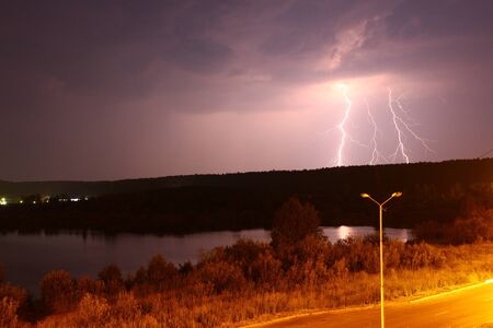 Bolts of lightning into the ground