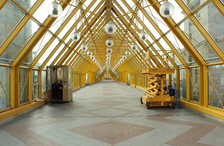 Moscow. Pedestrian St. Andrew (Pushkin) inside bridgeのeditorial素材