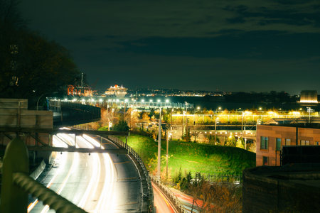 Brooklyn Queens highway 287 in Brooklyn at night, New York