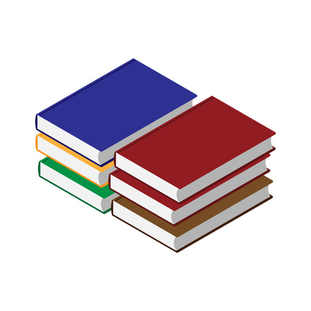 Isometric illustration on a white background with the image of books.のイラスト素材