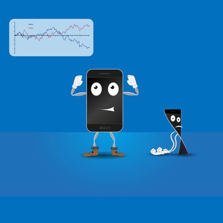 Financial struggle phones.のイラスト素材