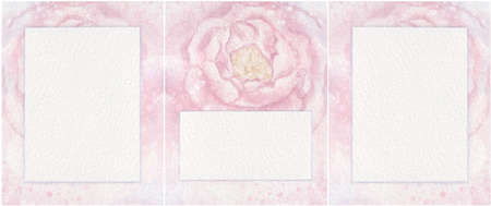 Set of watercolor card templates with peonies for wedding invitations, birthday, March 8 and other holidays. White text frame, blank, background. For designers, websites, postersの写真素材
