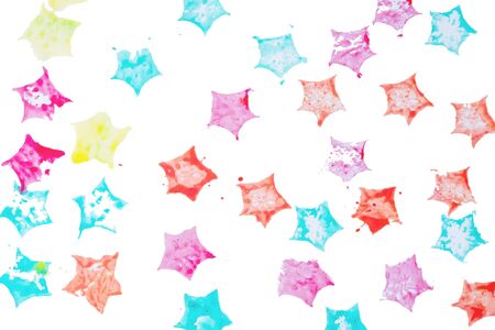 Abstract background pentagonal shape colorful of water color on white paperの写真素材