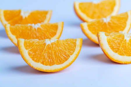 Oranges slice on the white background.の写真素材