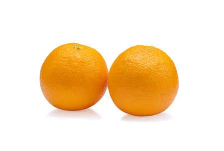 2 Freshness oranges fruit isolated on the white backgroundの写真素材